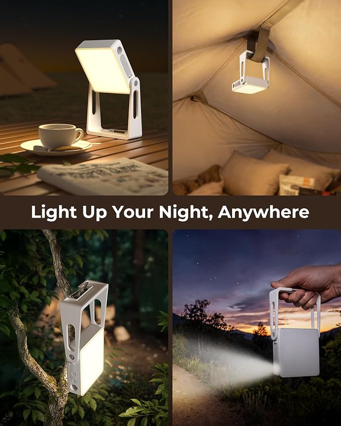 PopoIron LED Camping Lantern, 4000mAh Camping Lights with 3 Colors and Dimmable Brightness, 2-in-1 Flashlight & Emergency Indoor Lantern for Home Power Outages Camping Hiking Hurricane