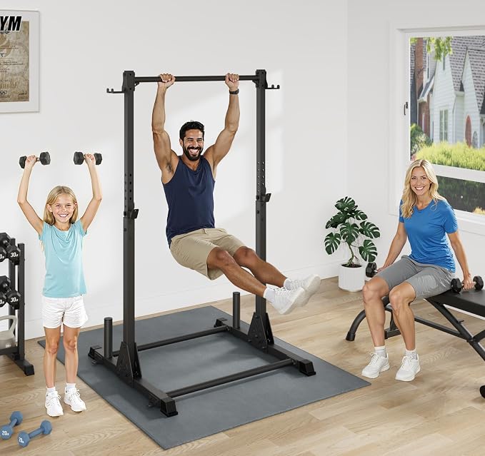 Jusgym Pull Up Station, Strength Training Workout Pull Up Bar Free Standing for Home Gym, Adjustable Heavy Duty Pullup Bar Station Outdoor/Indoor, 600LBS Weight Capacity