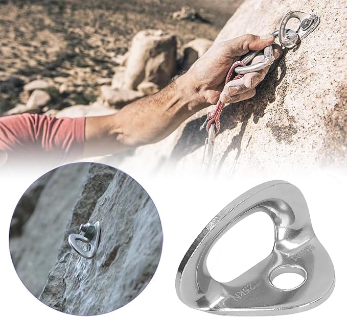 10PCS 25KN Bolt Hangers Rock Climbing Holds, 316 Stainless Steel Lightweight Climbing Hanger Rock Climbing Anchors for 10MM/ 3/8" Drill Bit, for Cave Exploration Engineering Protection