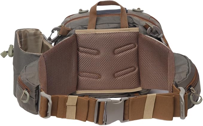 Fly Fishing Large Waist Pack with Water Bottle Holder, Wide Fanny Fishing Tackle Storage Bags