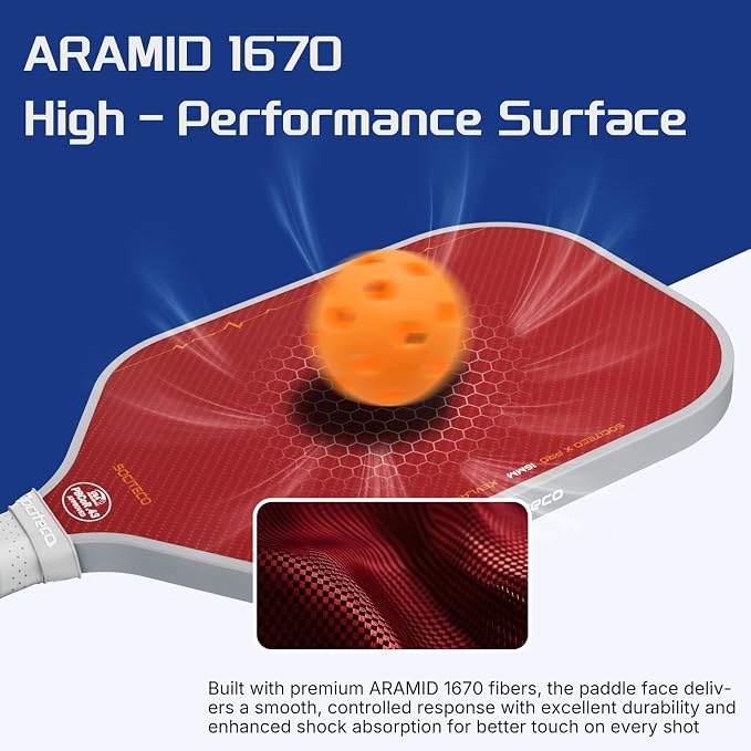 Carbon Fiber Pickleball Paddle, Thermoformed Pickleball Paddle | T700 Carbon Fiber, Thermoformed Unibody, 16mm Honeycomb Core, Foam Edge Wall, Elongated, Intermediate and Competitive Player