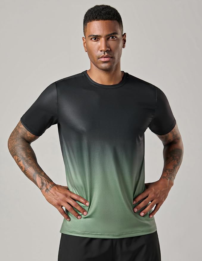 5 Pack Men’s Active Quick Dry Crew Neck T Shirts | Athletic Running Gym Workout Short Sleeve Tee Tops Bulk