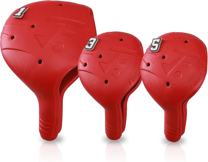 Snap-On Golf Club Covers for Right-Handed Golf Clubs, Easy On Off in 1 Second, Fits 460cc Drivers, Washable EVA Plastic with Shaft Lock, DIY Pins for Customization