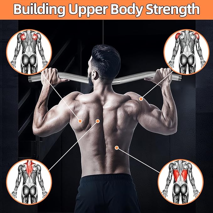 Lat Pulldown Attachments, Straight Bar Cable Attachments, Lat Pull Down Bar, Curl Pulldown Bar, Sturdy & Lightweight Aluminum, Non-Slip Grip, Full Rotation, Max Load 1000LBS