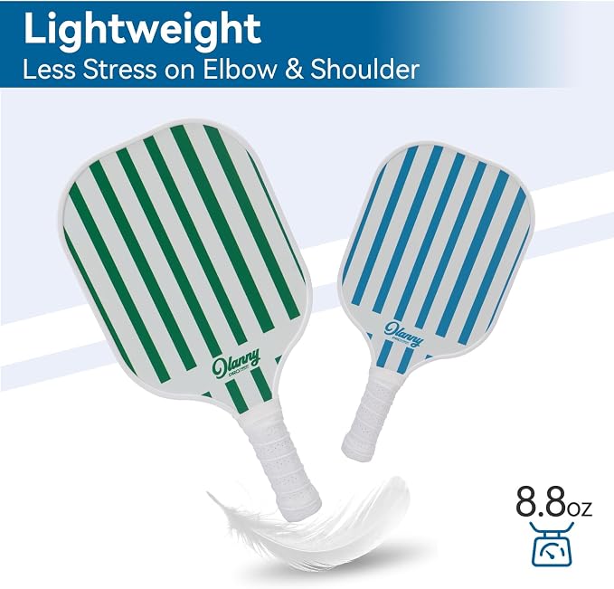 OLANNY Graphite Pickleball Paddles Set- Premium Rackets Fiber Face & Polymer Honeycomb Core Pickleball Set Includes Pickleball Paddles + Pickleball Balls+ Replacement Soft Grip + 1 Bag