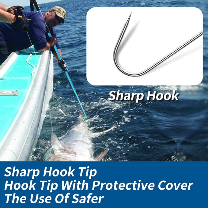 SANLIKE Telescopic Fishing Gaff Aluminum Pole with Nonslip Rubber Handle Stainless Steel M8 Screw Hook