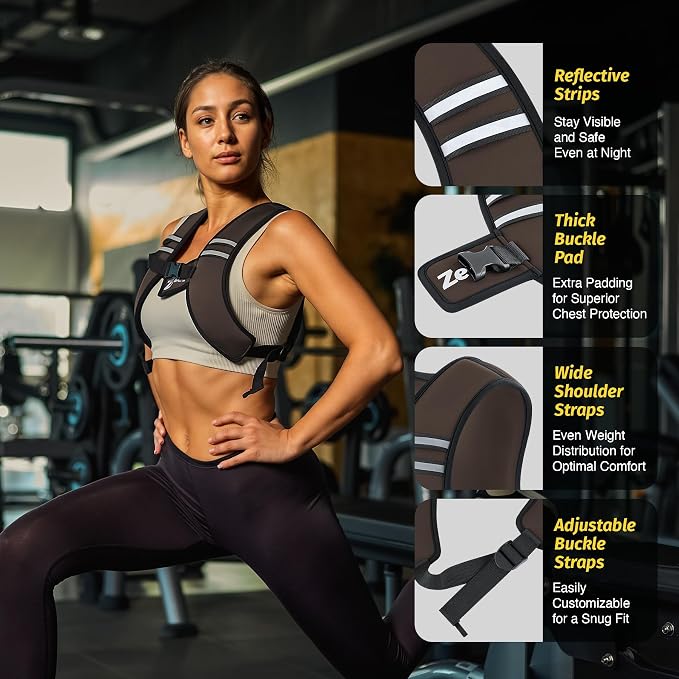 ZELUS Weighted Vest, Washable Z-Fit Soft Iron Weighted Vest for Women and Men, 5/10/15 lb Weight Vest with Reflective Strips & Adjustable Straps, Ultra Thin Weight Vest for Gym Strength Training