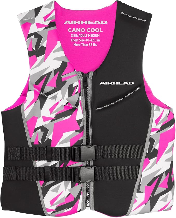 Airhead CAMO Cool Kwik-Dry Neolite Flex Life Jacket for Adults - USCG Approved Life Vest for Women & Men, Lightweight Flexible Watersports Vest for Boating, Wakeboarding, Kayaking & Jet Skiing