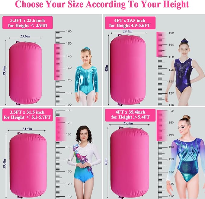 CZGBRO Gymnastics Barrel Air Roller with Pump, Inflatable Tumbling Equipment Air Mat Octagon Mat for Backhandspring Training Cheerleading Home Use