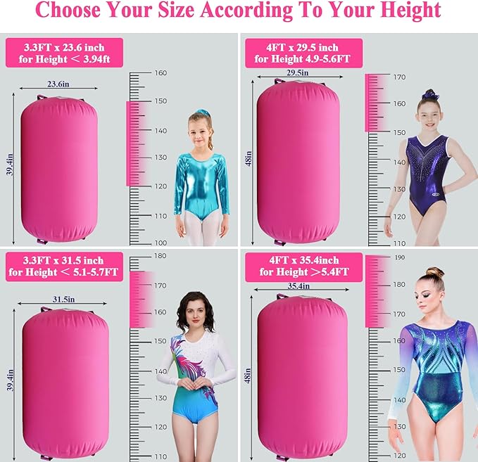 CZGBRO Gymnastics Barrel Air Roller with Pump, Inflatable Tumbling Equipment Air Mat Octagon Mat for Backhandspring Training Cheerleading Home Use