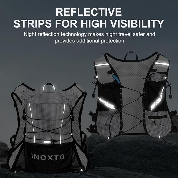 IX INOXTO Running Vest Hydration Backpack, Lightweight Running Backpack Hydration Pack with 1.6L Water Bladder Daypack for Trail Running Hiking Cycling Race Marathon for Women Men