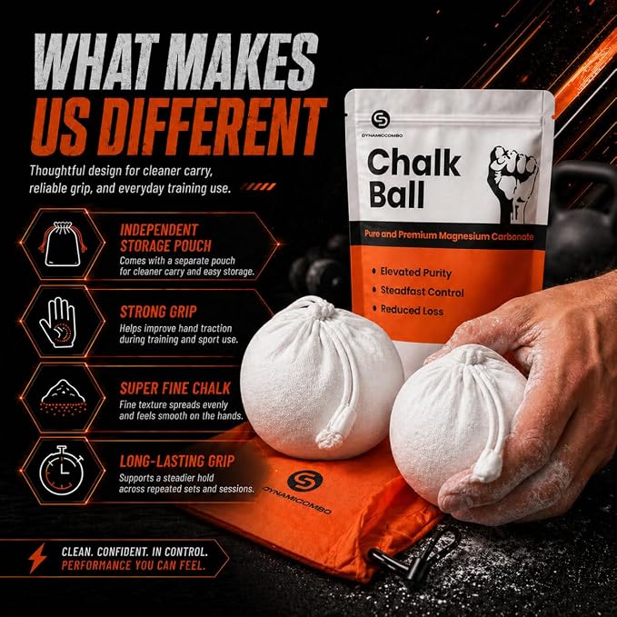 Chalk Ball | Refillable Chalk Sock for Climbing, Gymnastics & Gym Workouts | Storage Pouch Included
