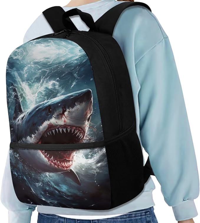Shark Backpack for Boys with Lunch Box Kids School Bag and Lunch Bag Pencil Case Water Bottle Holder Set pf 4 School Accessories Back to School Supplies
