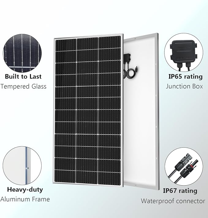 120 Watt 12Volt Solar Panel Starter Kit Monocrystalline Module 10A Charge Controller for RV, Boats, Trailer, Camper,Cabin Off-Grid System(120W Solar kit)