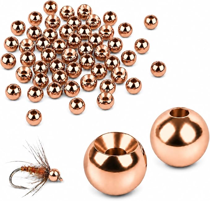 Tungsten Beads for Fly Tying - 50PCS Tungsten Cyclops Beads for Bass Fishing, 5 Colors 13 Sizes (1.5mm–6.4mm) Fly Tying Materials for Jig Flies, Trout Patterns and DIY Lure Making