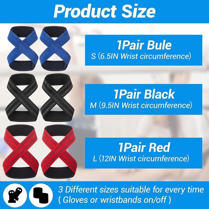 Soulchen 3 Pairs Gymnastics Straps for Strap Bar Swing Strap for Beginner & Athlete Wrist Support, 3 Different Size, Prevent Injury and Flyaway, Adjustable Safe Hand Grips for Training