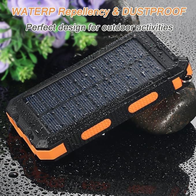 YELOMIN 38800mAh Solar Power Bank, Portable Charger USB-C Fast Charging Compatible with iPhone Samsung, Dual LED Flashlight Battery Pack, 3 Output Backup Charger for Camping Hiking Outdoor Emergency