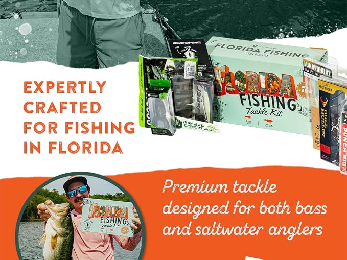 Catch Co Mystery Tackle Box Florida Freshwater & Inshore Elite Fishing Kit | 7-9 Freshwater & Inshore Saltwater Baits for Bass, Snook, Redfish & More – Includes Exclusive Florida Decal, Fishing Gifts