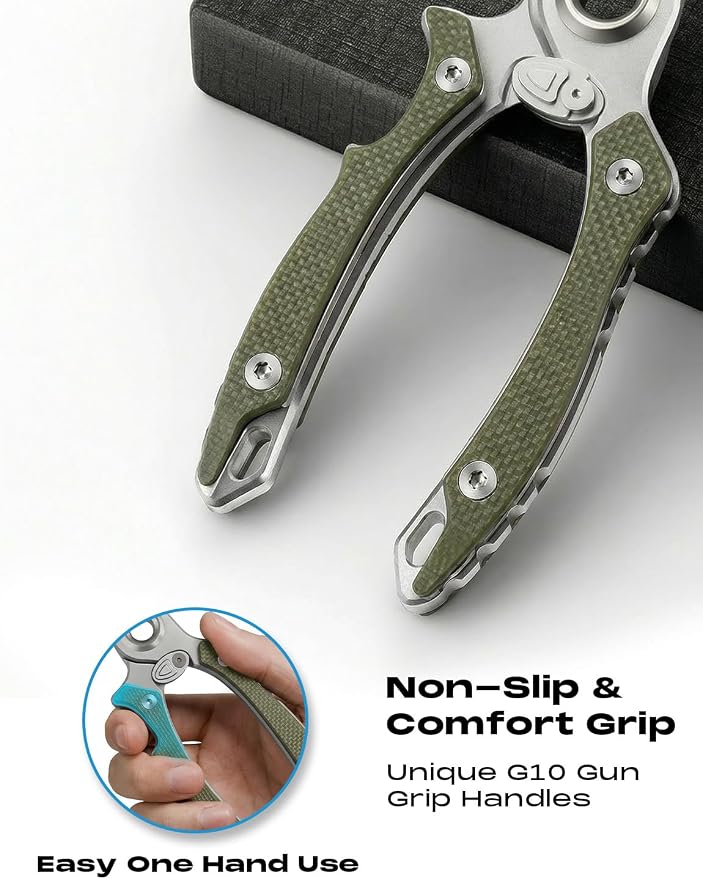 HOOK-EZE Anti-Twist Fishing Pliers with Multi-Function Design, 7.1" Saltwater 17-4 Stainless Steel Fishing Gear with G10 Handles, Split Ring Pliers, Fish Hook Remover Tool