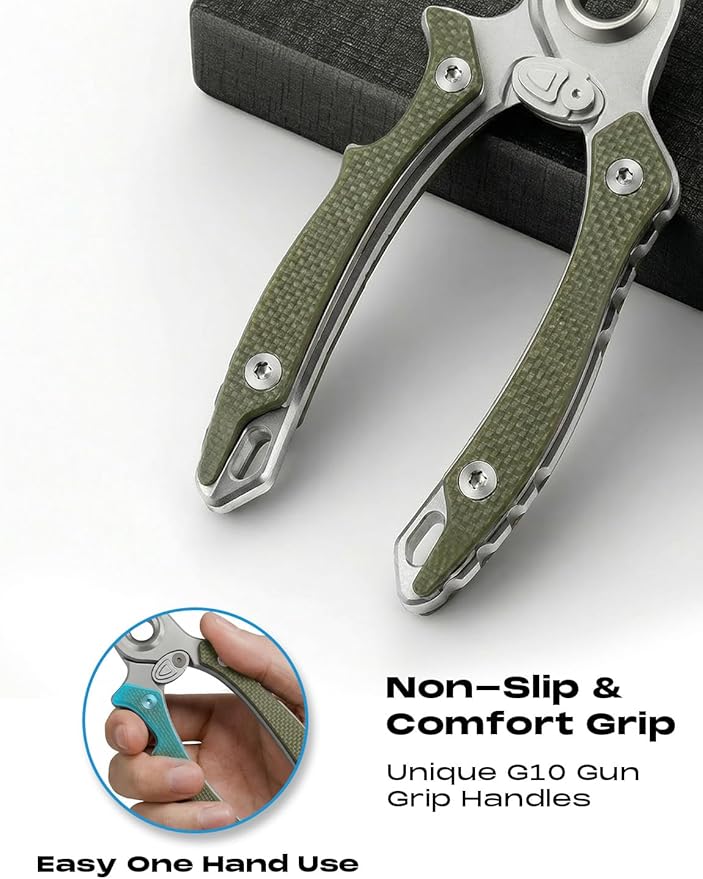 HOOK-EZE Fishing Gear Knot Tying Tool with 17-4 Fishing Pliers | Saltwater Fishing Gear with G10 Handles |Fishing Accessories for Beginner Anglers (Green)