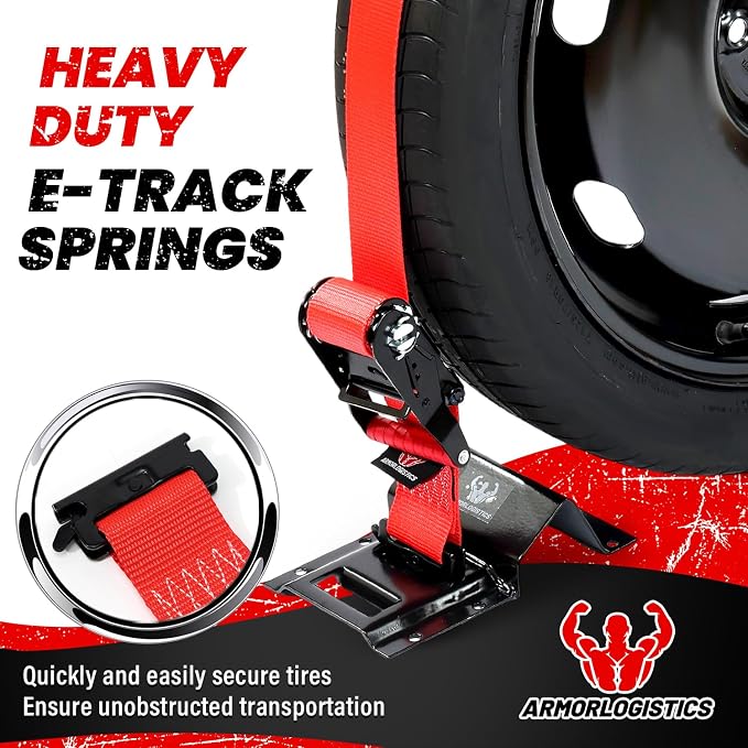 2 Pack E-Track Ratchet Straps, 2" x 8' Heavy Duty Cargo Tie-Downs, 4400LBS Break Strength, Standard E Track Fitting Tie Down, Ultimate Heavy Duty E Track Cargo Strap System for Trailer, Truck