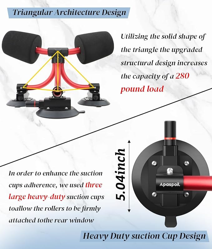 Kayak Roller, Kayak Loader Assist with Suction Alert Design, Triangle Structure & Heavy Duty Suction Cups