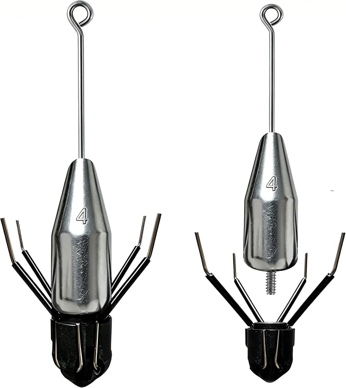 4Pcs Sputnik Sinkers, 2-in-1 Long Tail Detachable Fishing Weights, Anti-Drift Saltwater Surf Casting Lead Sinkers for Catfish, Ocean Beach Sand Fishing