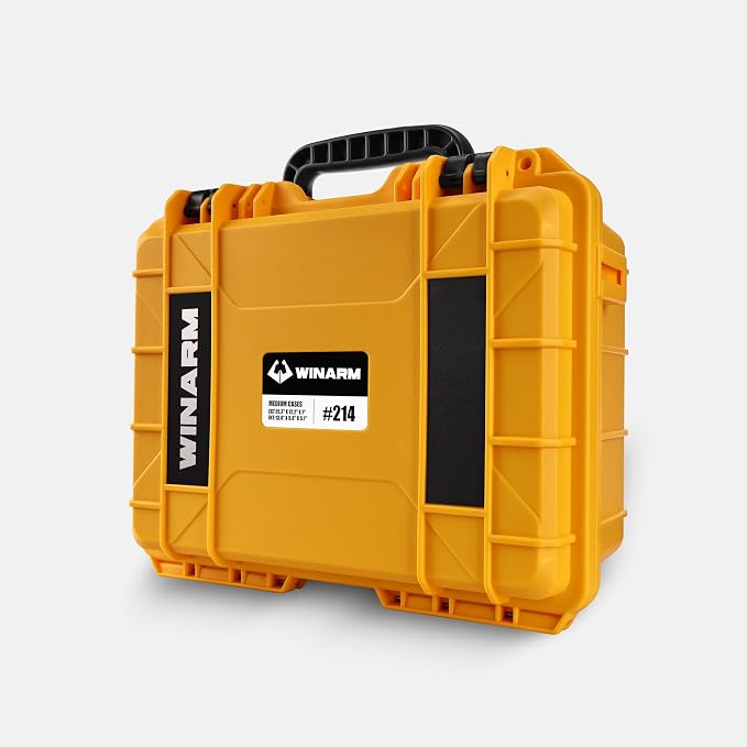 Fishing Reels Storage Case 15Inches,Heavy Duty Waterproof Fishing Wheel Protective Hard Case, Tackle Collection Holder Box, 9pcs Adjustable Shockproof Dividers (Yellow)