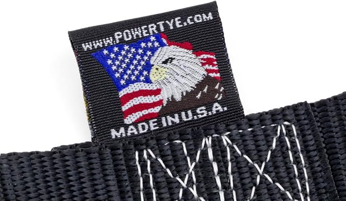 PowerTye Cam Buckle Tie Down Straps – 2 inch x 12ft Straps with Latch Hooks – Ideal for Motorcycle, ATV, Trailers, and Truck Bed Cargo – 600 lb WLL & 1,800 lb Break Strength – USA Made, Black (Pair)