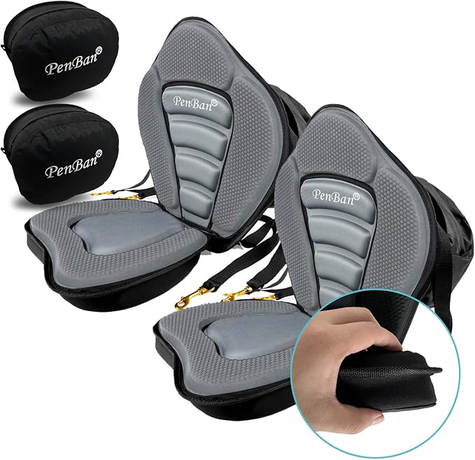Universal Deluxe Kayak Seat Cushion with Storage Bag for Kayak,Padded Boat,SUP,Canoe,Fishing Boat,Seats with 4 Adjustable Straps