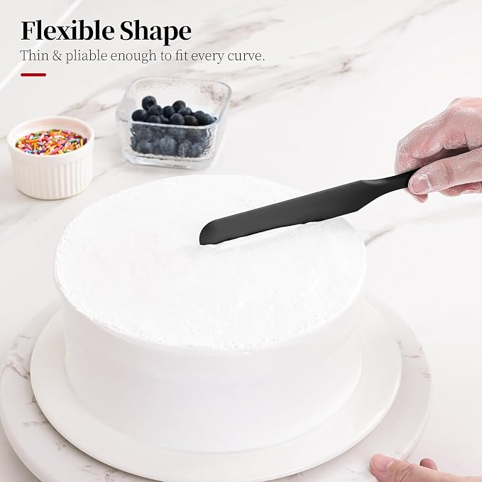 600ºF Heat Resistant Spatulas, High Heat Food Safe Semless Kitchen Silicone Scraper Set for Cooking Baking Mixing Scraping Stirring Nonstick Cookware Pan Bowl (4Pcs,Black)