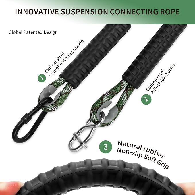 Heavy Duty Tree Swing Ropes Hammock, Adjustable Extendable Hanging Straps, Carabiners for All Swings Hammock Playground Set Accessories 3.91ft(47") of 2, Green