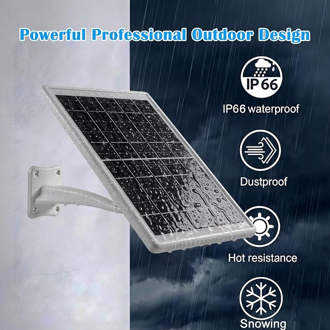 8W Solar Panel Built-in with 12000mAh Battery for Security Camera Outdoor, 4in1 Plug Charger Panel for Ring/Eufy/Wyze Battery cam, Support Emergency Power for Camping Hiking Lights, Phones, Tablet PC