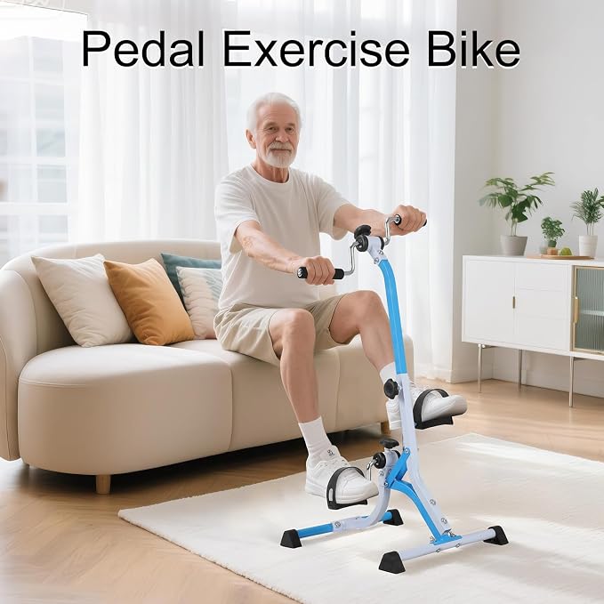 Pedal Exercise Bike for Seniors - Adjustable Resistance Arm Bike, Lightweight Home Exercise Equipment for Seniors' Hands, Arms, Legs & Knees,Arm Bike for Physical Therapy