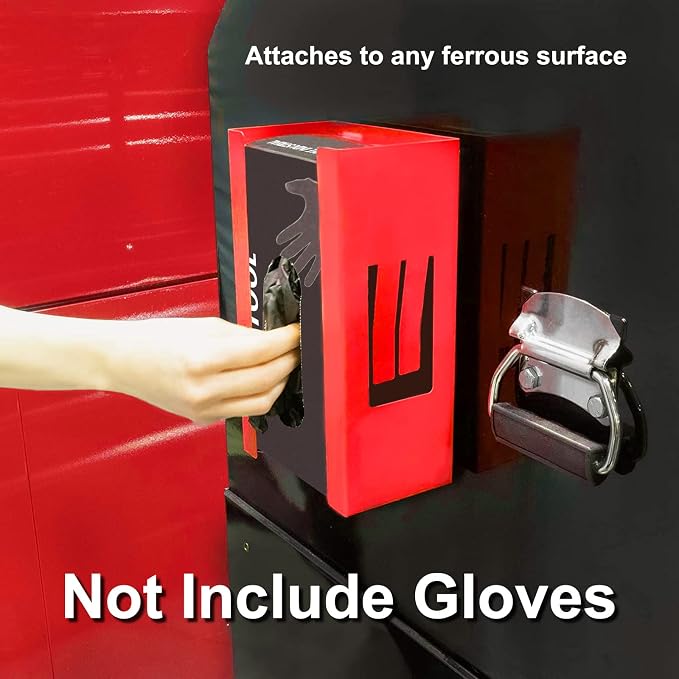 CASOMAN Magnetic Glove/Tissue Dispenser, 8LBS Capacity, Red Glove Dispenser Wall Mount, Glove Box Holder for Wall Mount, Magnetic Glove Box Holder, Not Include Gloves