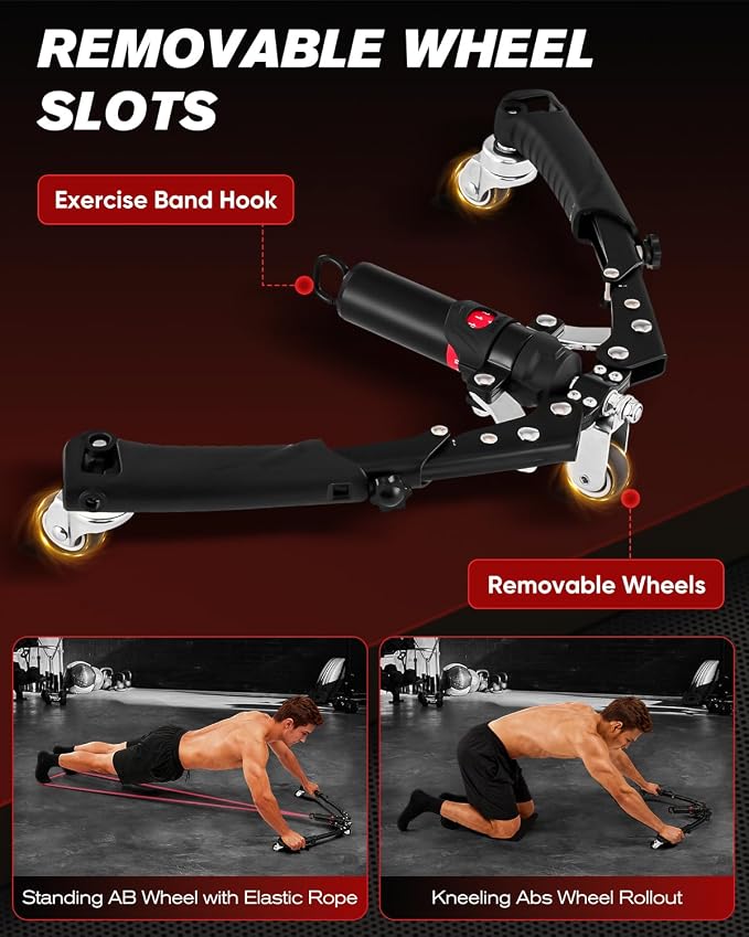 Saker Twister Arm Trainer, 3-in-1 Hydraulic Chest Workout Equipment with Ab Roller Wheel, Adjustable 22-440lbs Arm Trainer for Men & Women, Home Gym for Full Body Training