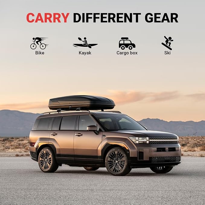 Roof Rack Cross Bars Fit for 2024 2025 2026 Hyundai Santa Fe, 260lbs Heavy Duty Lockable Aluminum Roof Rails, Wide-Grip Crossbars for Cargo, Kayak, Luggage - No Drilling