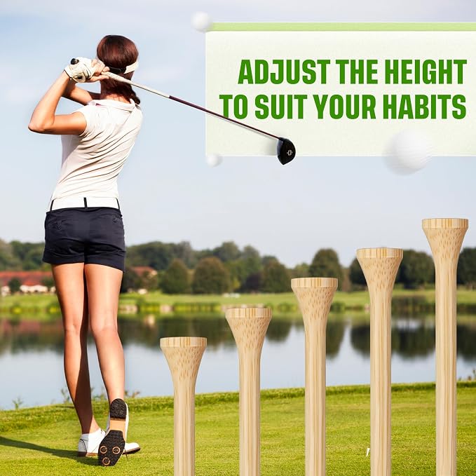 Mudder Golf Tees Bulk Wooden Bamboo Golf Tees Multicolor Wood for Men Balls Accessories