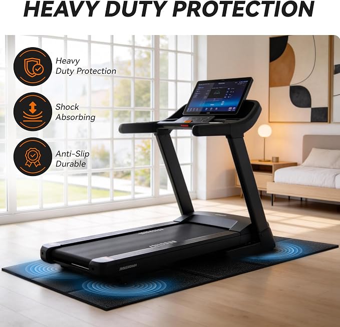 Treadmill Mat for Carpet &Hardwood Floors, 79" × 39.4" 0.16" Thick High Density, Non-Slip Fitness Equipment Mat, Mat for Under Treadmills, Elliptical, Exercise Bikes, Stationary Cycles
