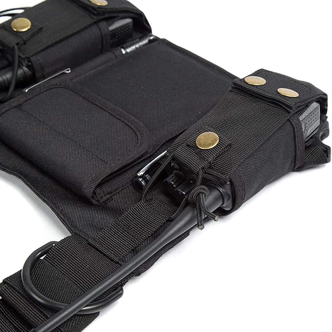 Radio Shoulder Holster Chest Harness Holder Vest Rig for Two Way Radio Chest Front Pack Pouch Walkie Talkie Case with Front Pouches for Kenwood Arcshell Retevis Baofeng UV-5R F8HP UV-82 888S (4Pack)
