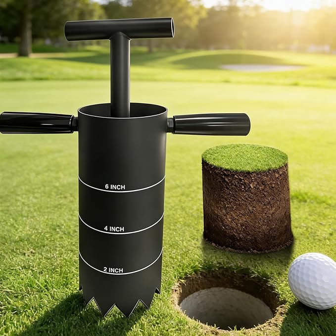Portable Golf Hole Cutter with Detachable Handle, USGA Standard 2/4/6 Inch Hole Digger Kit – Includes Golf Cup Covers & Built-in Soil Ejector – Ideal for Backyard, Lawn, Garden Putting Green Practice