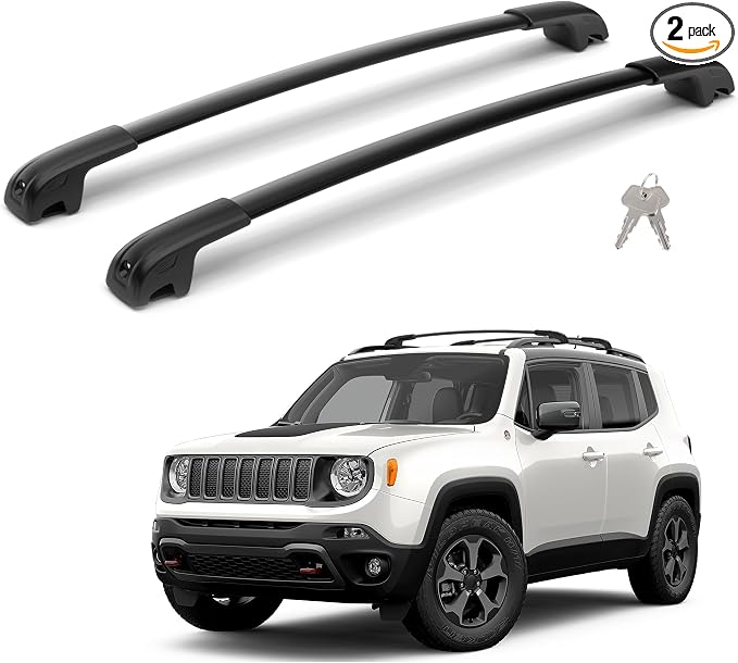 FLYCLE 220Lbs Lockable Roof Rack Cross Bars Compatible with 2015-2024 Jeep Renegade, Heavy Duty Aluminum Crossbar Fit Luggage Luggage Kayaks Bicycles Snowboard