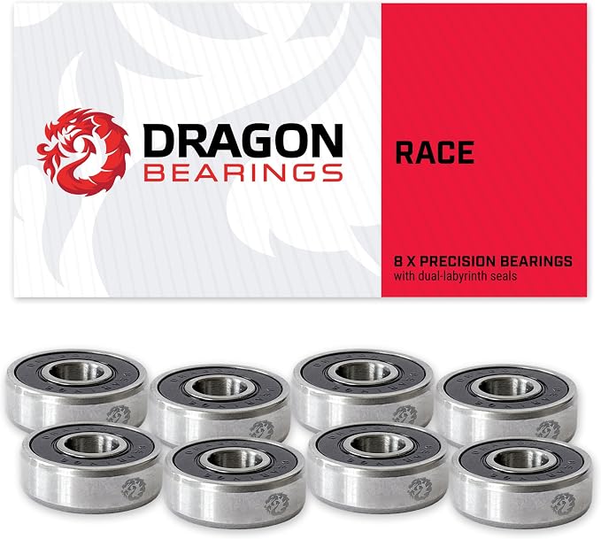Fireball Dragon Skateboard Bearings Set 8 Pack - Fast 608 Longboard Bearings Set for Skateboards Inline & Roller Skates - Bearings for Skateboarding Guaranteed for Life