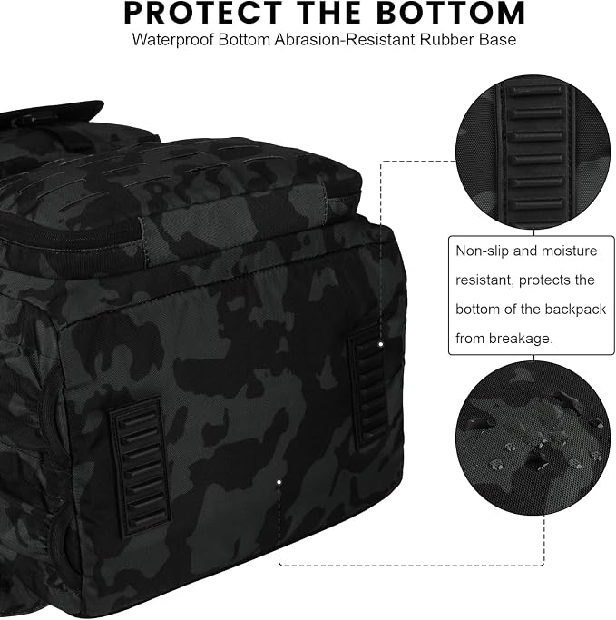 Hp hope Fishing Backpack with Rod Holders & Cooler, 40L Fishing Tackle Bag Fishing Tackle Storage Backpack Fishing Gear for Camping, Black Camo