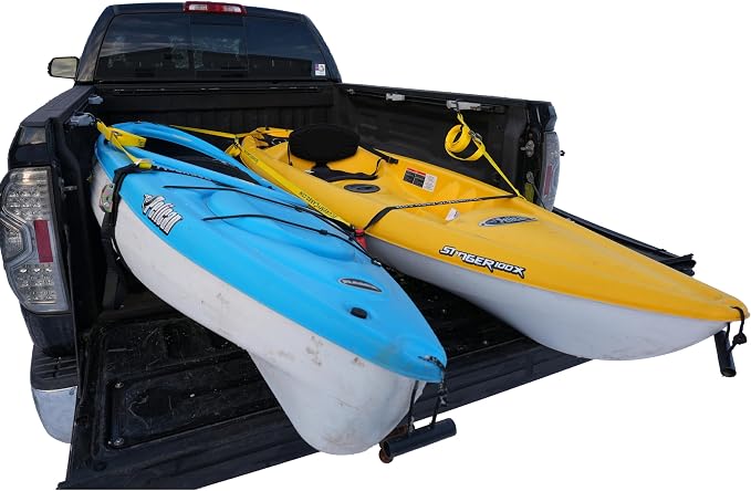 SecureMyCargo - Kayak & Paddleboard Truck Bed Strap – Fast 30‑Second Tie‑Down System for Pickups – Secure SUP, Canoe, or Kayak Without Ratchets or Knots–Dual Nose Strap System for 1 or 2 Watercraft