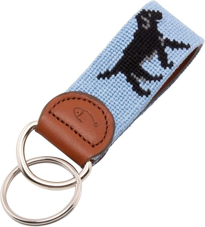 Leather Hand-Stitched Needlepoint Key Fob or Key Chain