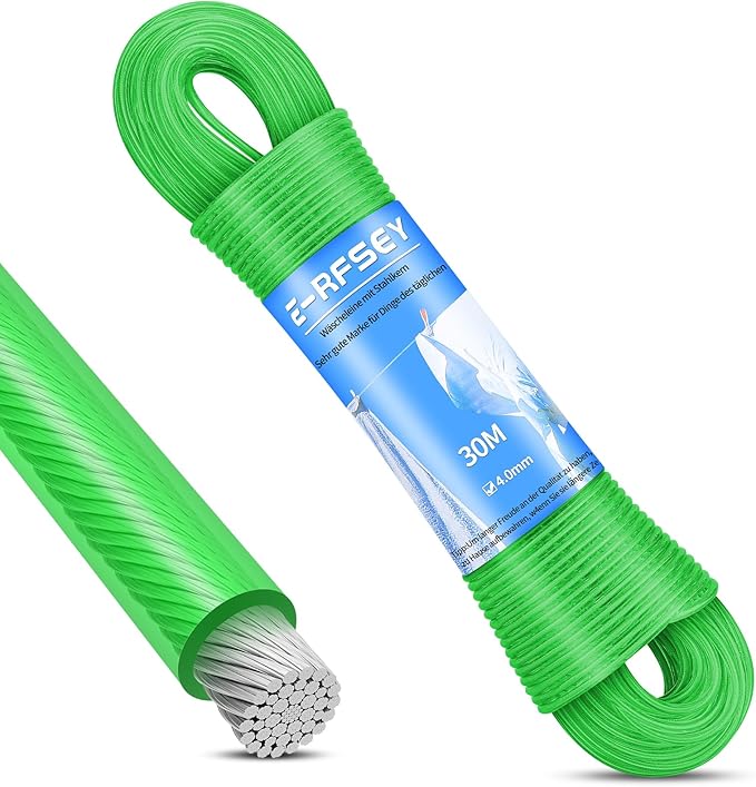 Extra Strong 100ft Washing Line - Outdoor Washing Line, Waterproof and Rustproof, Extremely High Load Capacity, Suitable for Gardens and Balconies (4mm Diameter)
