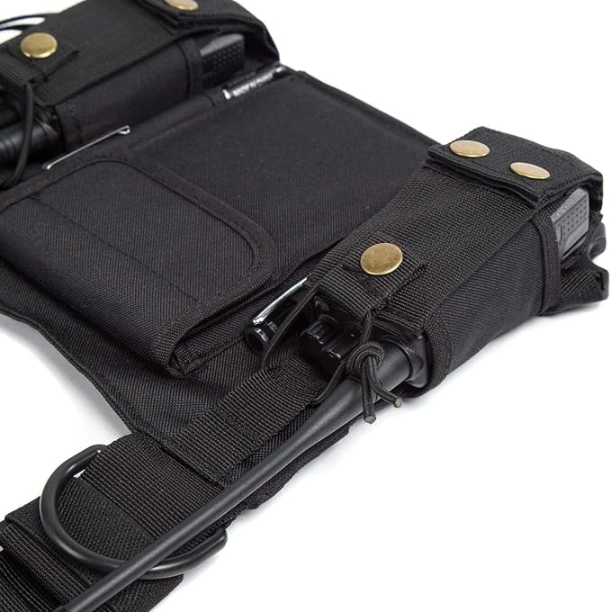Radio Shoulder Holster Chest Harness Holder Vest Rig for Two Way Radio Chest Front Pack Pouch Walkie Talkie Case with Front Pouches for Kenwood Arcshell Retevis Baofeng UV-5R F8HP UV-82 888S (2Pack)