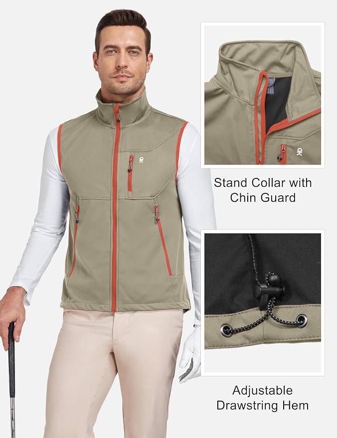 Little Donkey Andy Men's Lightweight Softshell Vest Windproof Sleeveless Jacket for Travel Hiking Running Golf
