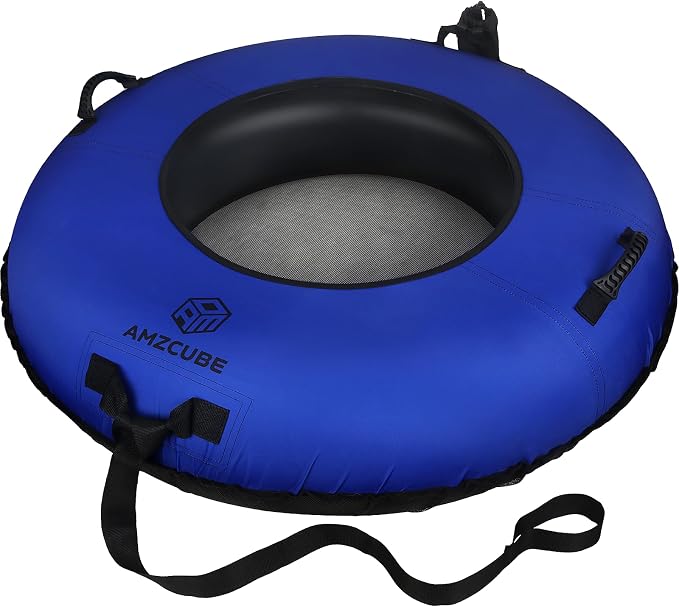 Heavy Duty River Tube for Floating, 44" River Float for Adults with Upgraded Handles and Drink Holder, Abrasion Proof 600D Canvas Cover Outdoor Inflatable Water Tube with Towable Strap